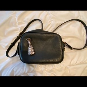 J Crew black leather crossbody bag